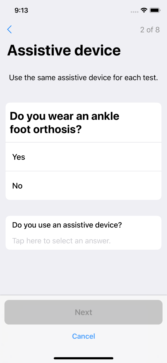 Gather information about the user's assistive device
